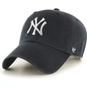 47-brand-curved-brim-silver-logo-new-york-yankees-mlb-clean-up-metallic-black-cap