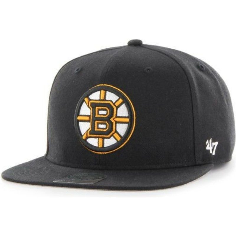 47-brand-flat-brim-boston-bruins-nhl-captain-sure-shot-black-snapback-cap