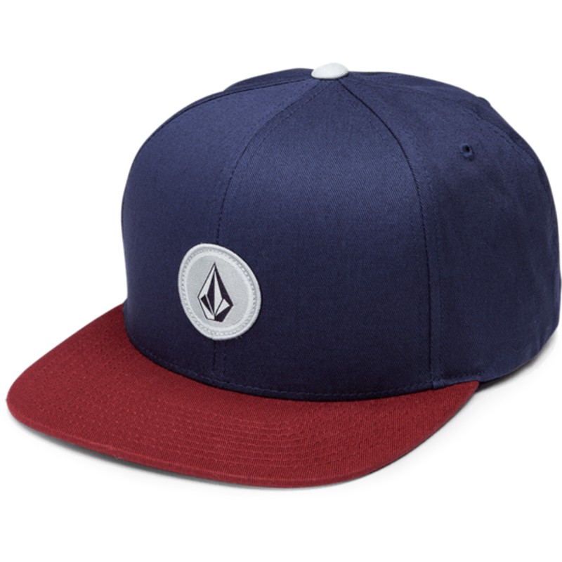 volcom-flat-brim-indigo-quarter-twill-navy-blue-snapback-cap-with-red-visor