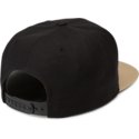 volcom-flat-brim-sand-brown-quarter-twill-black-snapback-cap-with-brown-visor