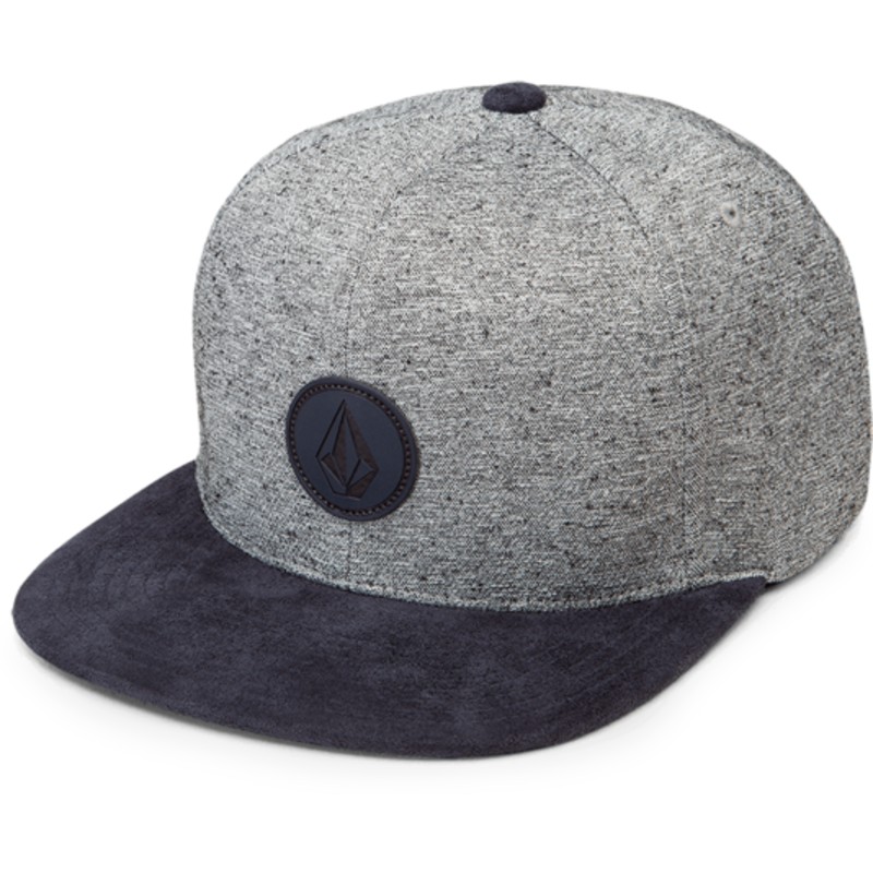 volcom-flat-brim-indigo-quarter-fabric-grey-snapback-cap-with-navy-blue-visor