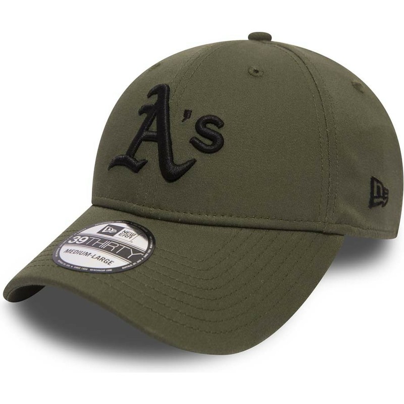 new-era-curved-brim-black-logo-39thirty-league-essential-oakland-athletics-mlb-green-fitted-cap