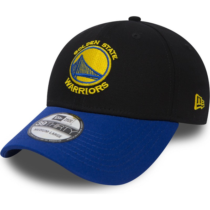 new-era-curved-brim-39thirty-black-base-golden-state-warriors-nba-black-and-blue-fitted-cap