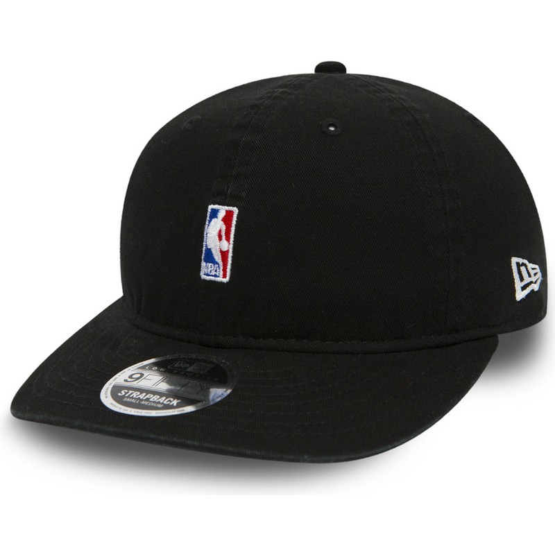 new-era-curved-brim-youth-9fifty-low-profile-logo-nba-black-adjustable-cap