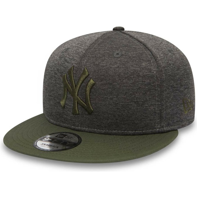 new-era-flat-brim-green-logo-9fifty-heather-jersey-new-york-yankees-mlb-grey-snapback-cap-with-green-visor
