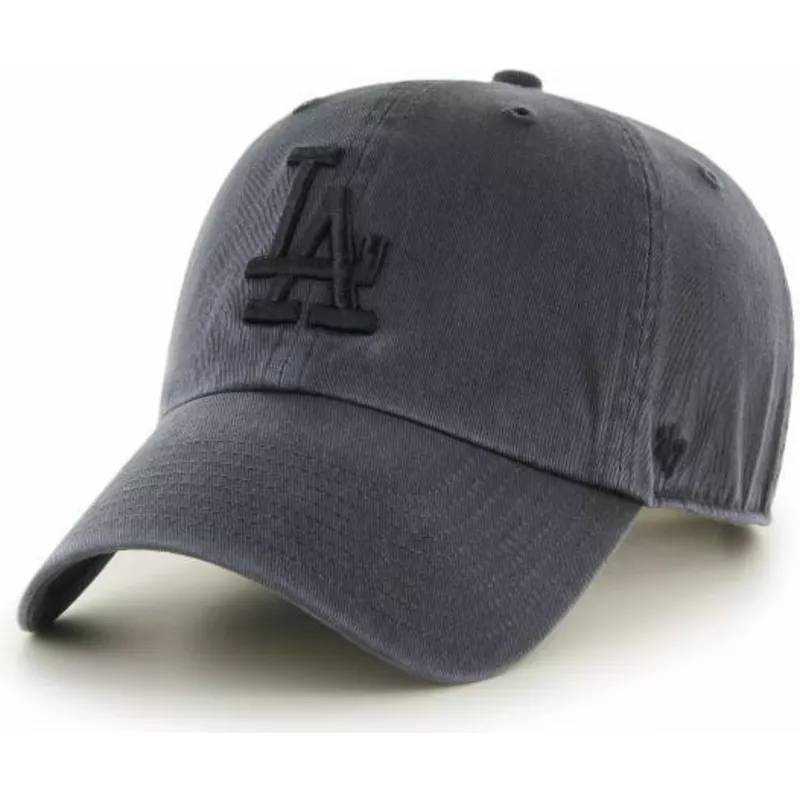 47-brand-curved-brim-black-logo-los-angeles-dodgers-mlb-clean-up-black-cap