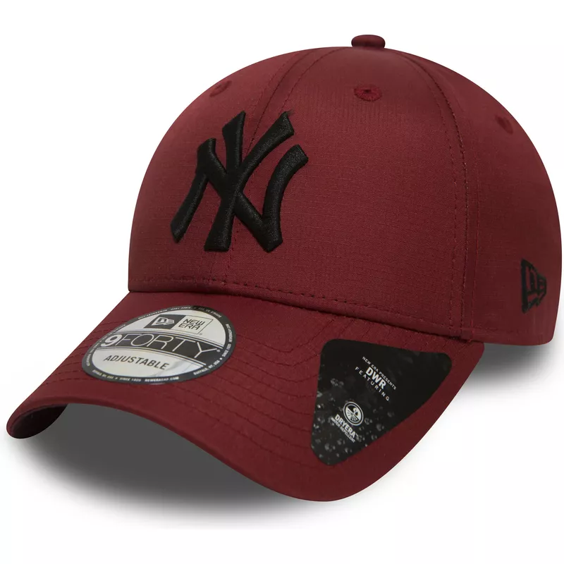 new-era-curved-brim-black-logo-9forty-ripstop-de-new-york-yankees-mlb-maroon-adjustable-cap