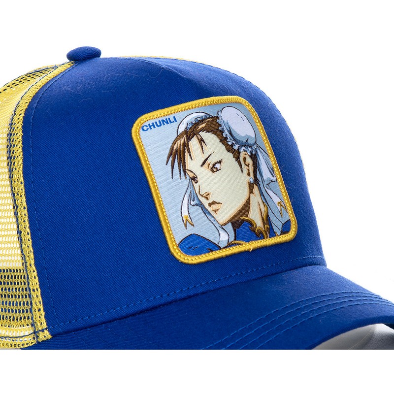 capslab-chun-li-chu-street-fighter-blue-and-yellow-trucker-hat