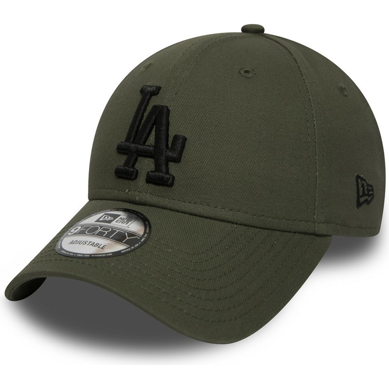 new-era-curved-brim-black-logo-9forty-essential-de-los-angeles-dodgers-mlb-green-adjustable-cap