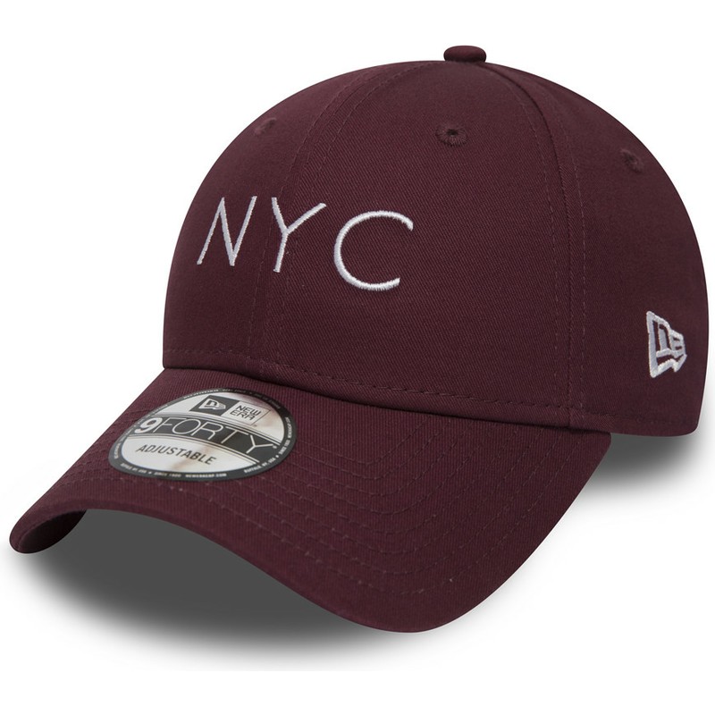new-era-curved-brim-9forty-essential-nyc-maroon-adjustable-cap