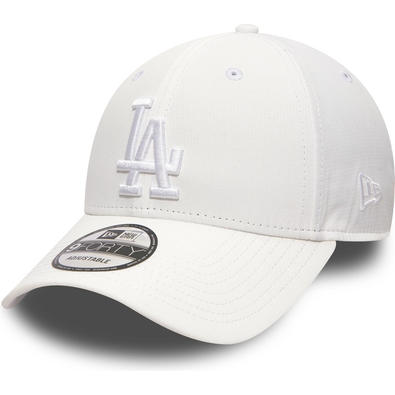 new-era-curved-brim-white-logo-9forty-nano-ripstop-los-angeles-dodgers-mlb-white-adjustable-cap