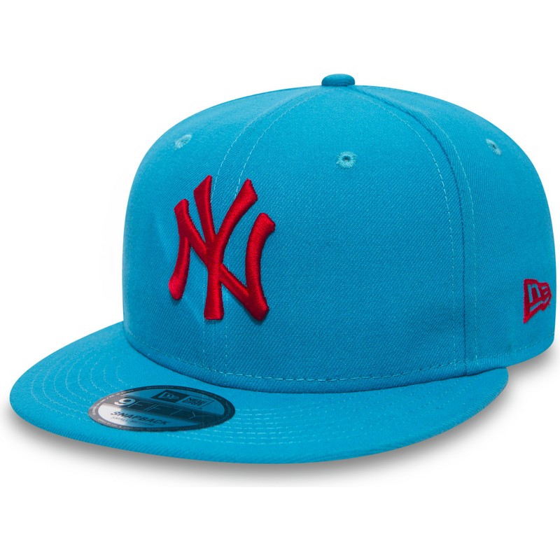 new-era-flat-brim-red-logo-9fifty-essential-league-new-york-yankees-mlb-blue-snapback-cap