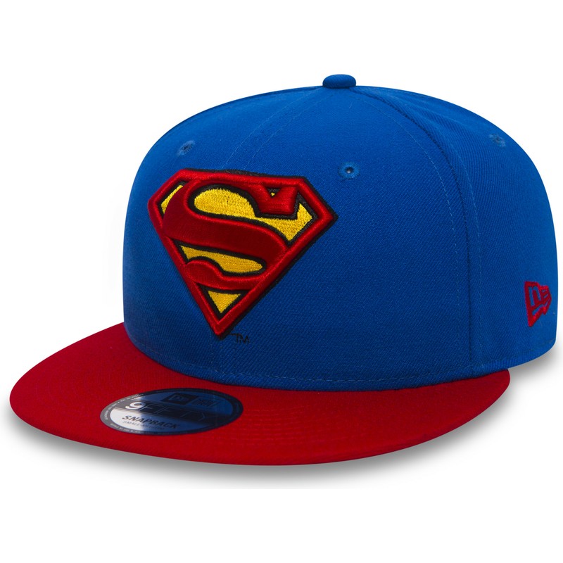 new-era-flat-brim-9fifty-team-superman-warner-bros-blue-snapback-cap-with-red-visor