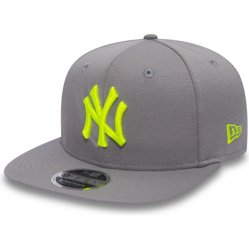 new-era-flat-brim-green-logo-9fifty-jersey-pop-new-york-yankees-mlb-grey-snapback-cap