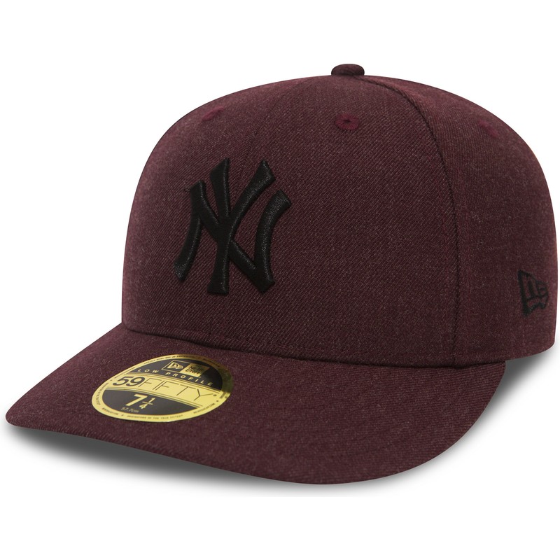 new-era-flat-brim-black-logo-59fifty-low-profile-heather-new-york-yankees-mlb-maroon-fitted-cap