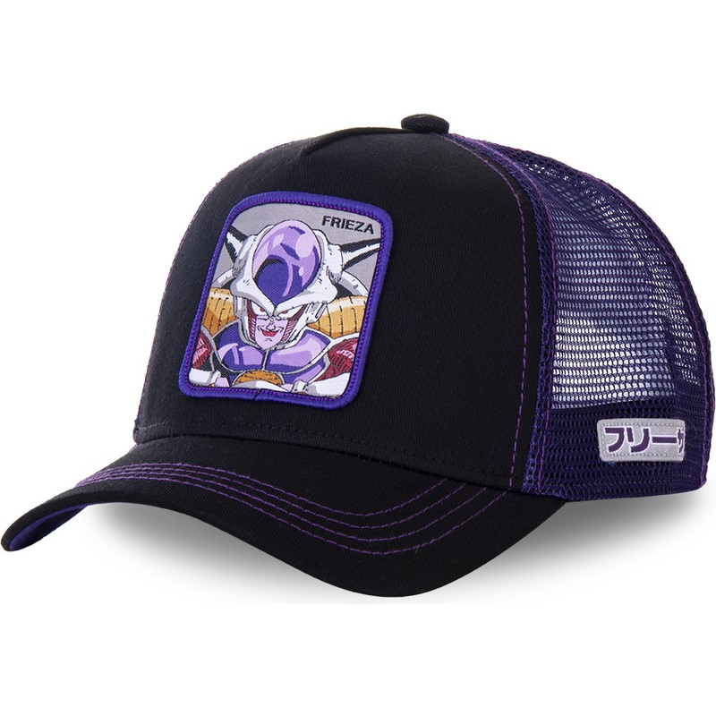 black and purple trucker hat