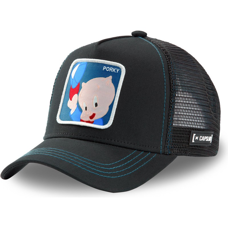 Capslab Porky Pig POR2 Looney Tunes Black Trucker Hat Caphunters.ie