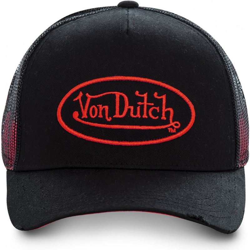 black and red von dutch hat