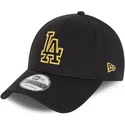 new-era-curved-brim-9forty-metallic-logo-los-angeles-dodgers-mlb-black-adjustable-cap