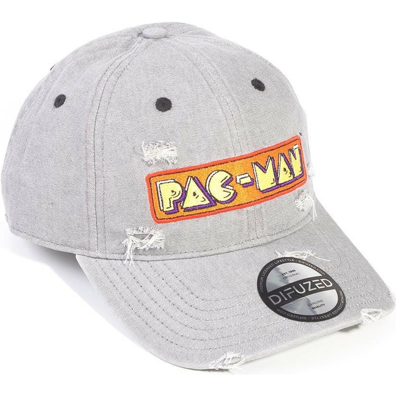 difuzed-curved-brim-logo-denim-pac-man-grey-adjustable-cap