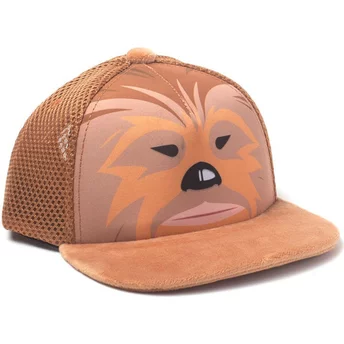 Difuzed Youth Chewbacca Star Wars Brown Snapback Flat Brim Trucker Hat