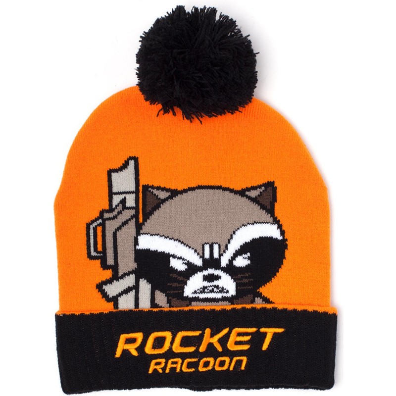 difuzed-rocket-raccon-kawaii-art-marvel-comics-orange-and-black-beanie-with-pompom