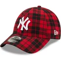 new-era-curved-brim-9forty-check-new-york-yankees-mlb-red-adjustable-cap