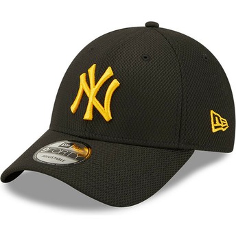 New Era Curved Brim Orange Logo 9FORTY Diamond Era New York Yankees MLB Black Adjustable Cap