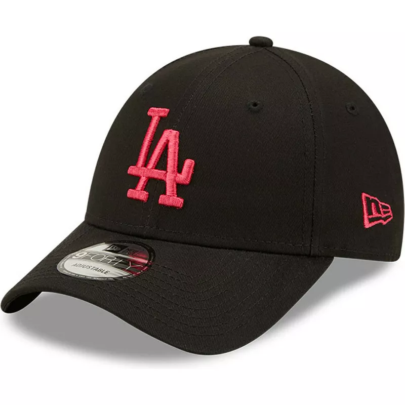 Múltiple reacción voluntario New Era Curved Brim Pink Logo 9FORTY League Essential Los Angeles Dodgers  MLB Black Adjustable Cap: Caphunters.ie