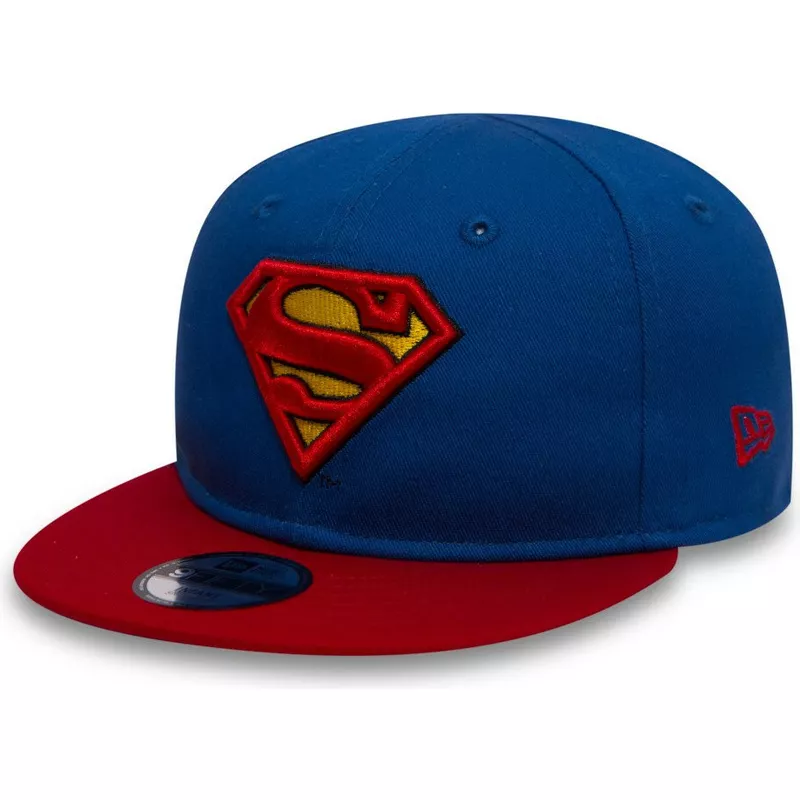 new-era-flat-brim-youth-9fifty-character-dc-comics-superman-blue-and-red-snapback-cap