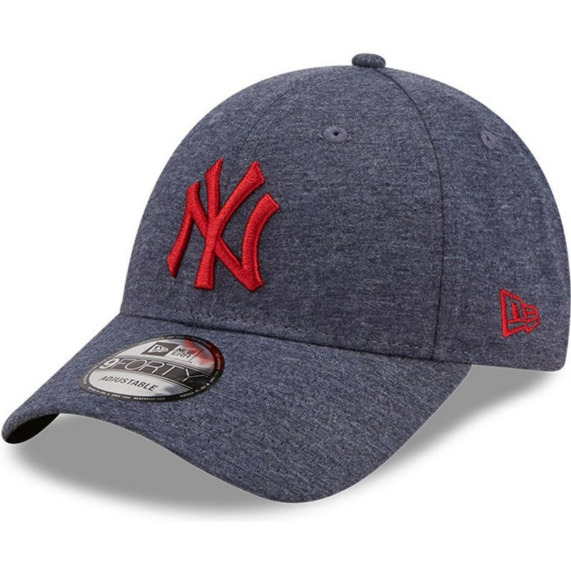 new-era-curved-brim-red-logo-9forty-jersey-essential-new-york-yankees-mlb-grey-adjustable-cap