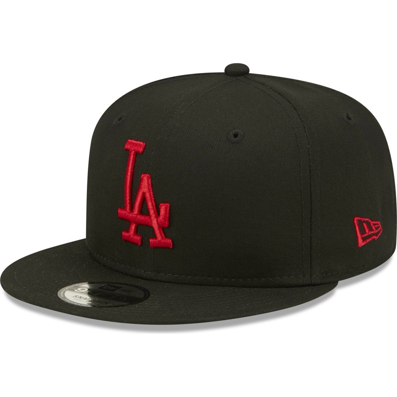 new-era-flat-brim-red-logo-9fifty-league-essential-los-angeles-dodgers-mlb-black-snapback-cap