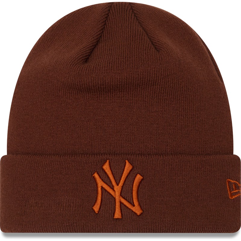 new-era-brown-logo-league-essential-cuff-new-york-yankees-mlb-brown-beanie