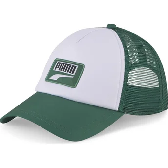Puma Logo White and Green Snapback Trucker Hat
