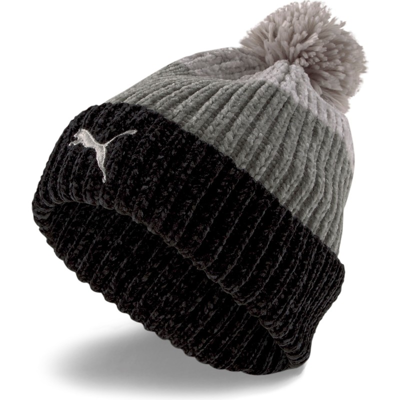 puma-women-black-and-grey-beanie-with-pompom