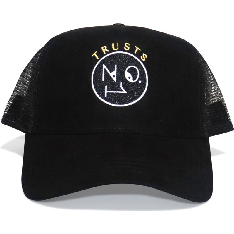 the-no1-face-trusts-no1-suede-black-gold-logo-black-trucker-hat