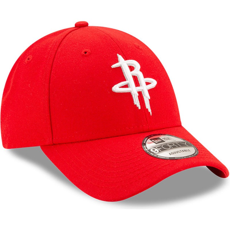 new-era-curved-brim-9forty-the-league-houston-rockets-nba-red-adjustable-cap