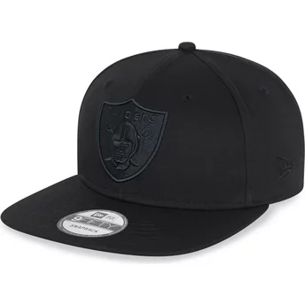 New Era Flat Brim Black Logo 9FIFTY Las Vegas Raiders NFL Black Snapback Cap