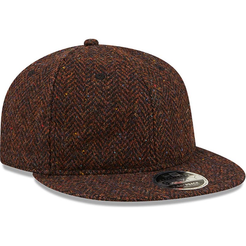 new-era-flat-brim-9fifty-tweed-brown-adjustable-cap