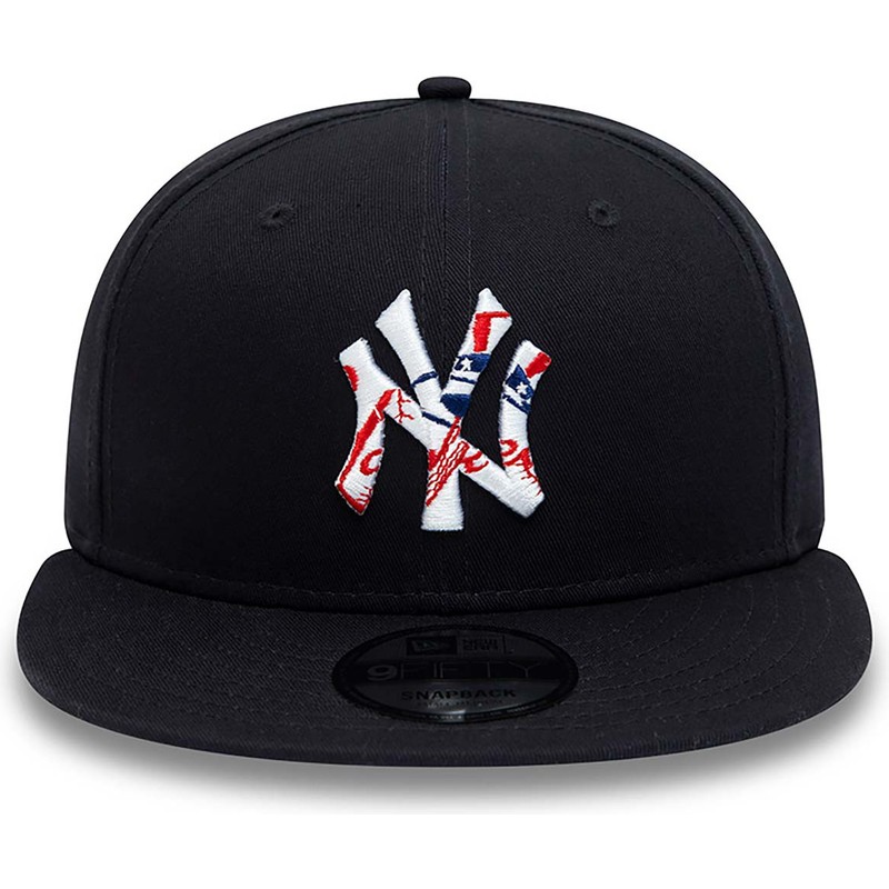 new-era-flat-brim-9fifty-team-infill-logo-new-york-yankees-mlb-navy-blue-snapback-cap
