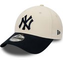 new-era-curved-brim-9forty-new-york-yankees-mlb-beige-and-navy-blue-adjustable-cap