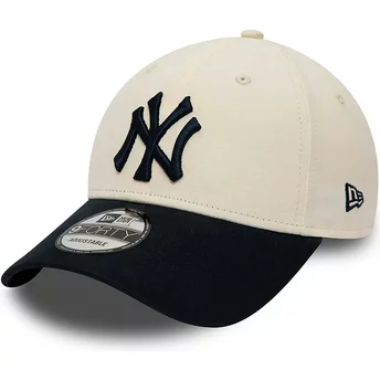 New Era Curved Brim 9FORTY New York Yankees MLB Beige and Navy Blue Adjustable Cap
