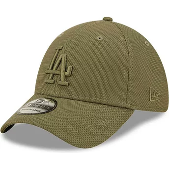 New Era Curved Brim Green Logo 39THIRTY Diamond Era Los Angeles Dodgers MLB Green Fitted Cap