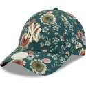 new-era-curved-brim-women-9forty-all-over-print-floral-new-york-yankees-mlb-green-adjustable-cap