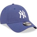 new-era-curved-brim-9forty-linen-new-york-yankees-mlb-blue-adjustable-cap