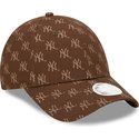 new-era-curved-brim-women-9forty-monogram-new-york-yankees-mlb-brown-adjustable-cap