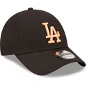 new-era-curved-brim-orange-logo-9forty-league-essential-los-angeles-dodgers-mlb-black-adjustable-cap