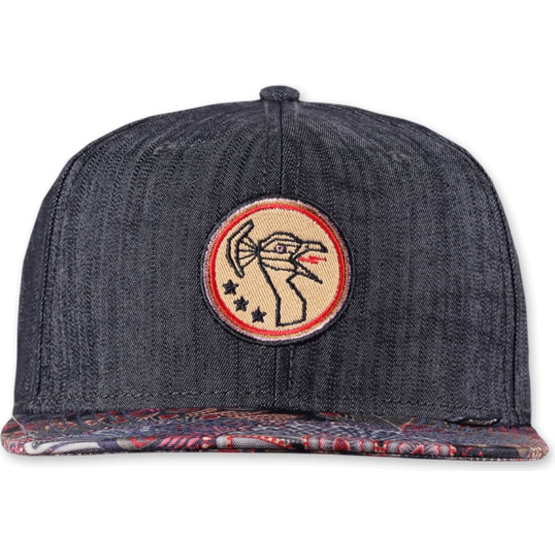 djinns-flat-brim-peacock-linen-rev-black-snapback-cap