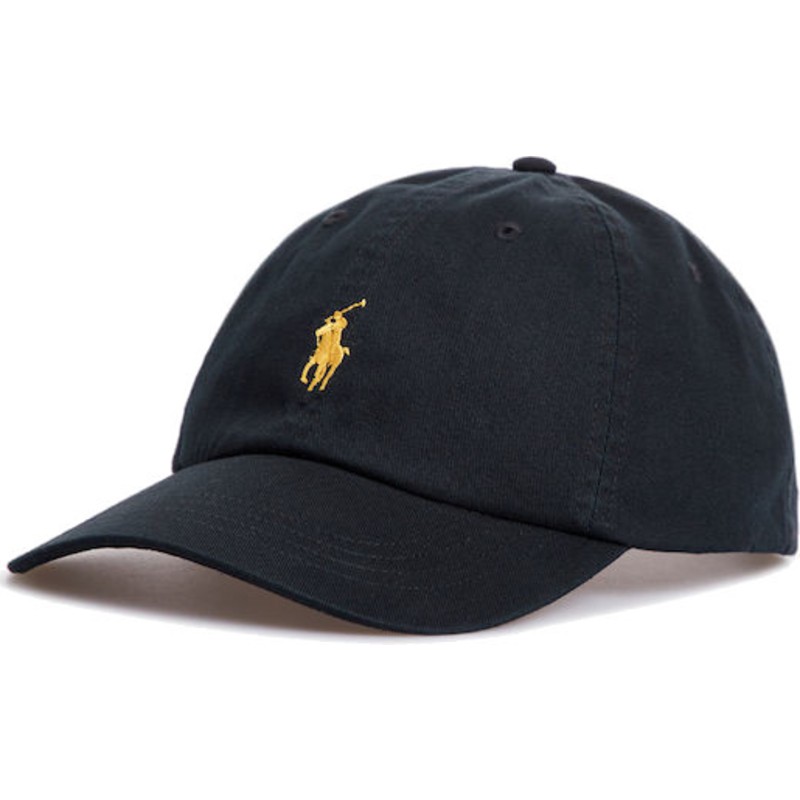 polo-ralph-lauren-curved-brim-golden-logo-cotton-chino-classic-sport-black-adjustable-cap