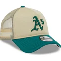 new-era-9forty-a-frame-all-day-trucker-oakland-athletics-mlb-beige-and-green-trucker-hat